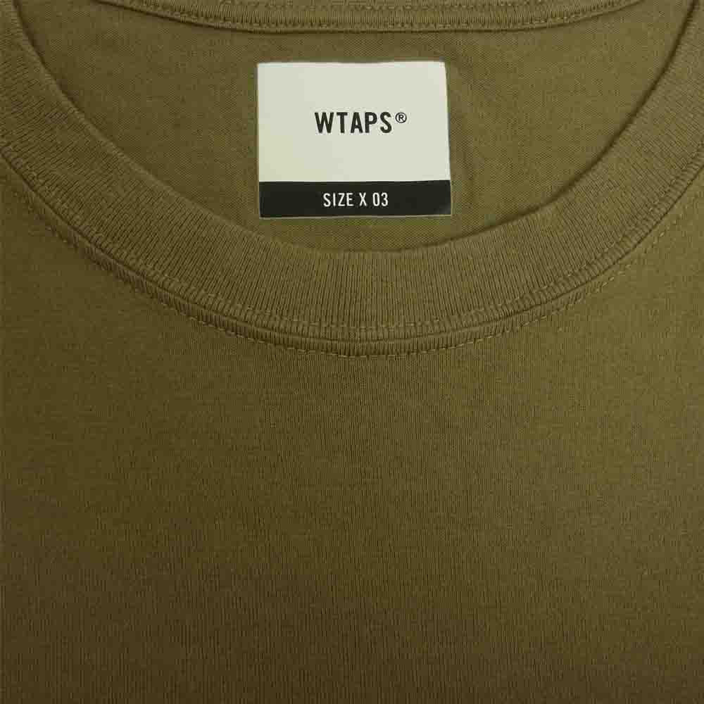 WTAPS ダブルタップス WTVUA L/S TEE ロゴ プリント 長袖 Tシャツ オリーブ カーキ系 3【中古】