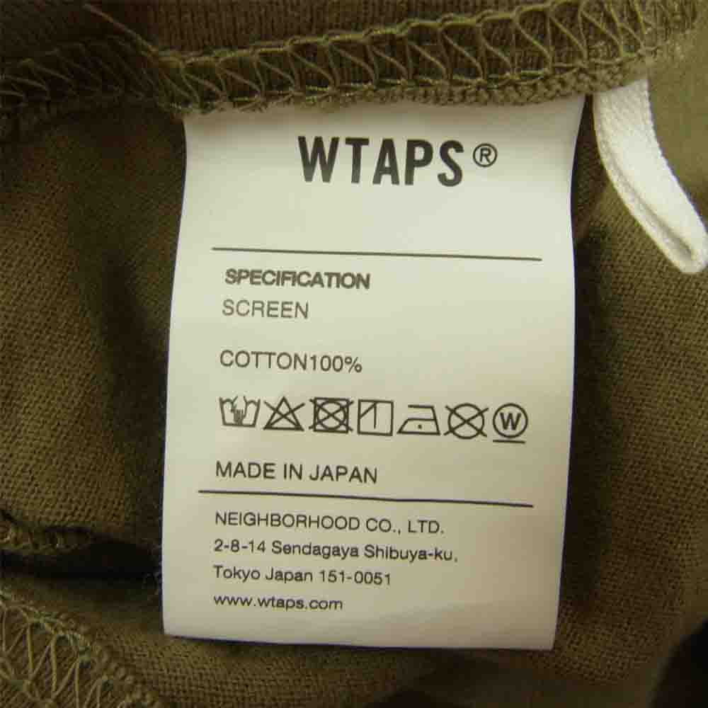 WTAPS ダブルタップス WTVUA L/S TEE ロゴ プリント 長袖 Tシャツ オリーブ カーキ系 3【中古】