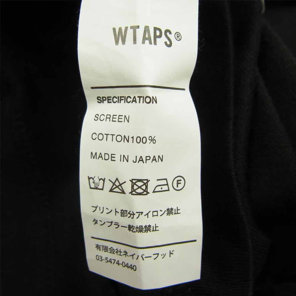 WTAPS ダブルタップス WTVUA L/S TEE ロゴ プリント 長袖 Tシャツ ブラック×ホワイト ブラック系 3【中古】
