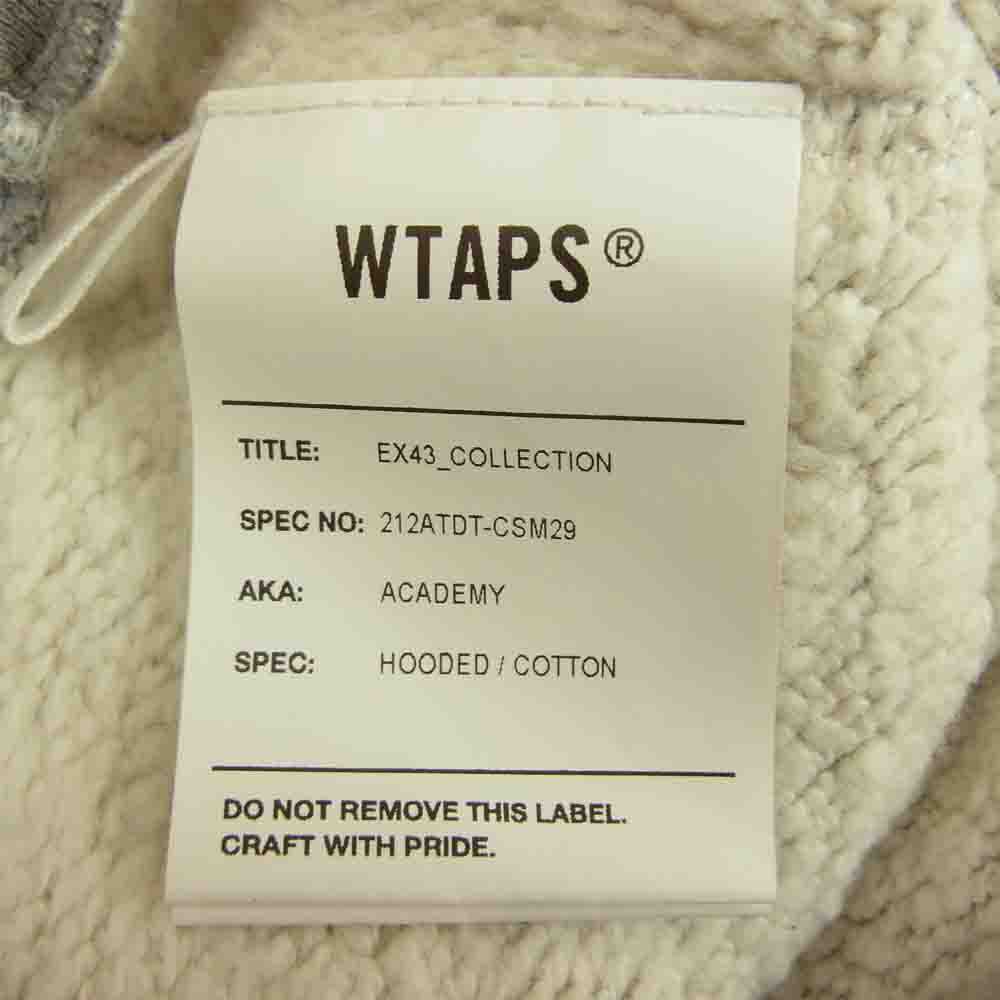 WTAPS ダブルタップス 21AW 212ATDT-CSM29 ACADEMY HOODED COTTON スウェット パーカー グレー系 3【中古】