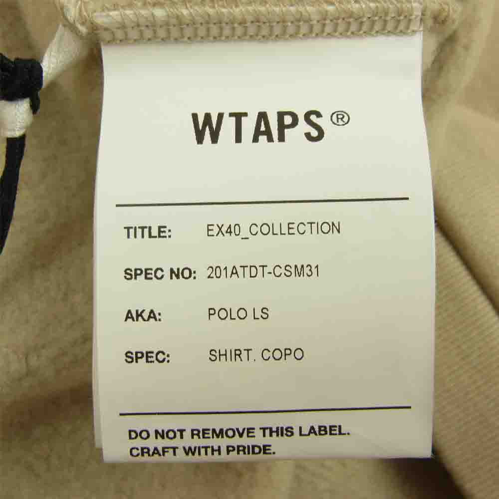 WTAPS ダブルタップス 201ATDT-CSM31 POLO LS SHIRT ポロシャツ ハーフジップ スウェット トレーナー ベージュ系 2【新古品】【未使用】【中古】