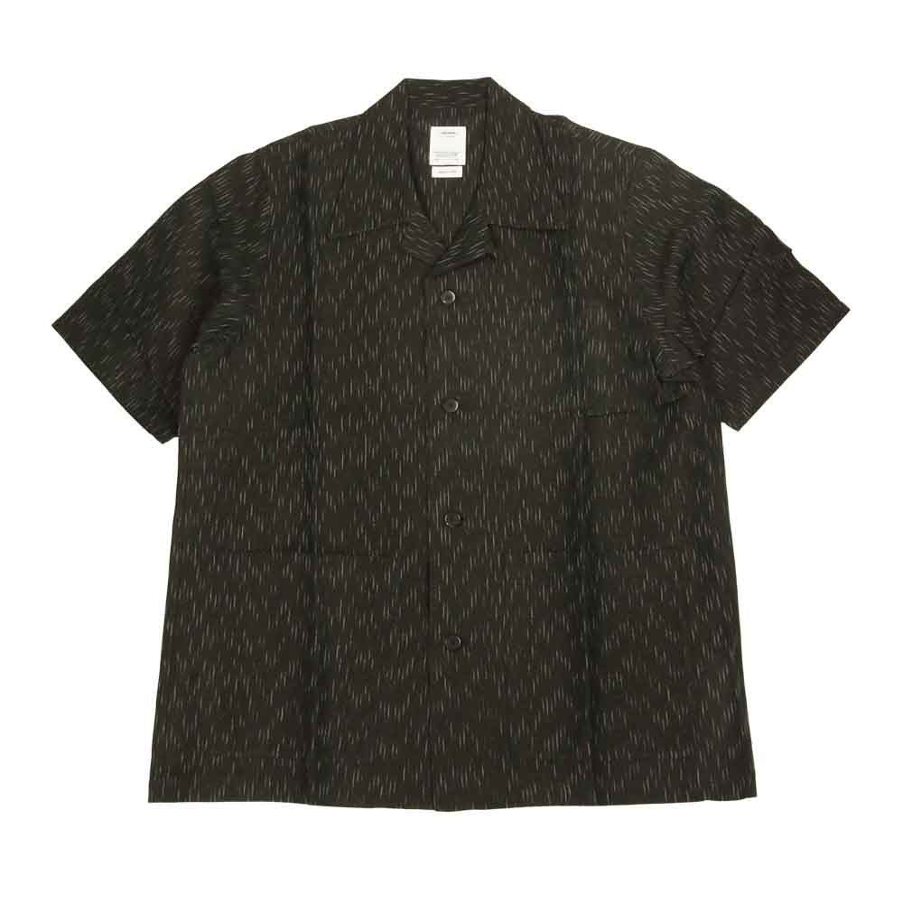 VISVIM ビズビム 0119105011027  ELLERY SHIRT S/S ジャガード オープンカラー シャツ ブラック系 3【美品】【中古】