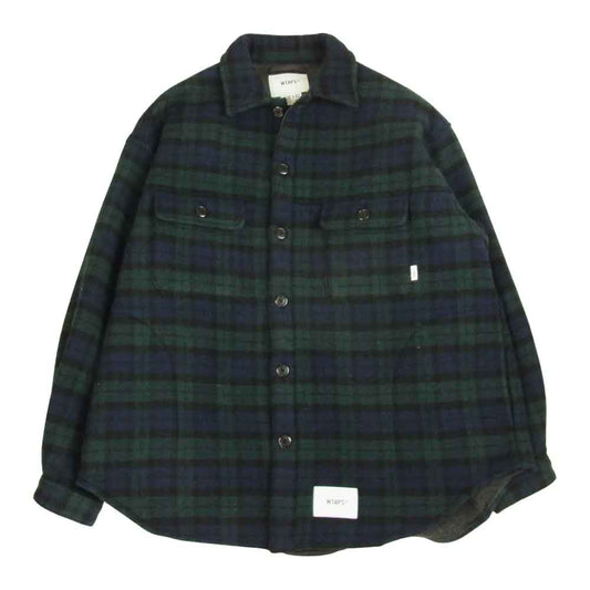 WTAPS ダブルタップス 212WVDT-JKM02 WCPO 02 JACKET WOPO MOSSER TEXTILE ウール チェック シャツ ジャケット  ネイビー系 2【美品】【中古】