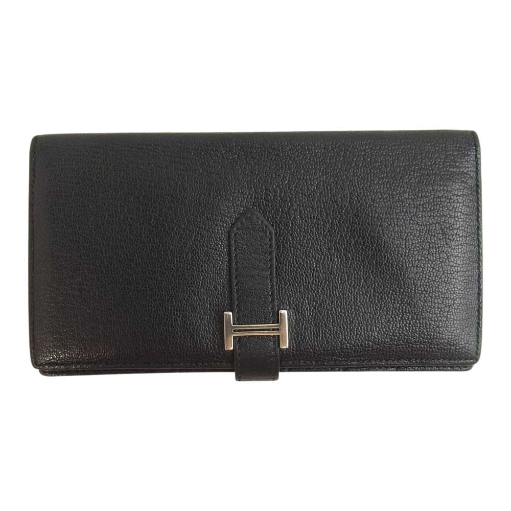 HERMES エルメス 09年製 ベアン スフレ □M刻印 二つ折り ウォレット 財布 ブラック系【中古】