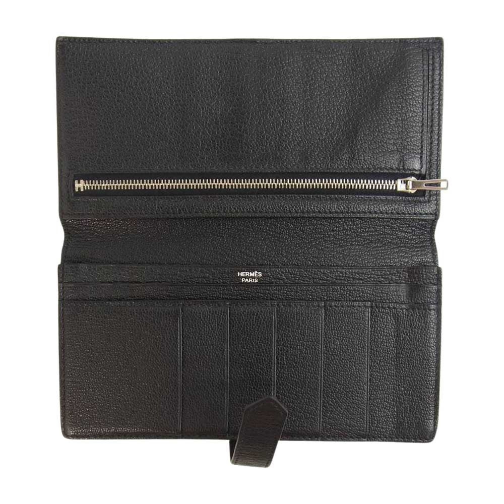 HERMES エルメス 09年製 ベアン スフレ □M刻印 二つ折り ウォレット 財布 ブラック系【中古】