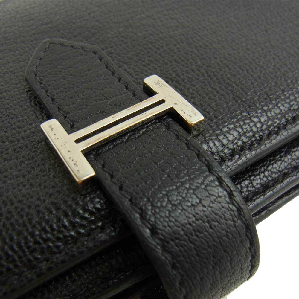HERMES エルメス 09年製 ベアン スフレ □M刻印 二つ折り ウォレット 財布 ブラック系【中古】