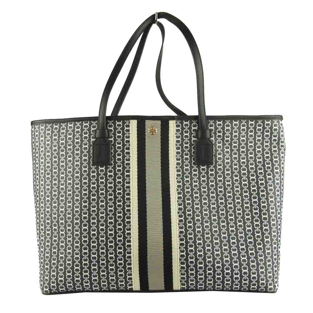 Tory Burch トリーバーチ 53303 GEMINI LINK CANVAS TOTE ジェミニ リンク キャンバス トートバッグ 892 ブラック ブラック系【美品】【中古】