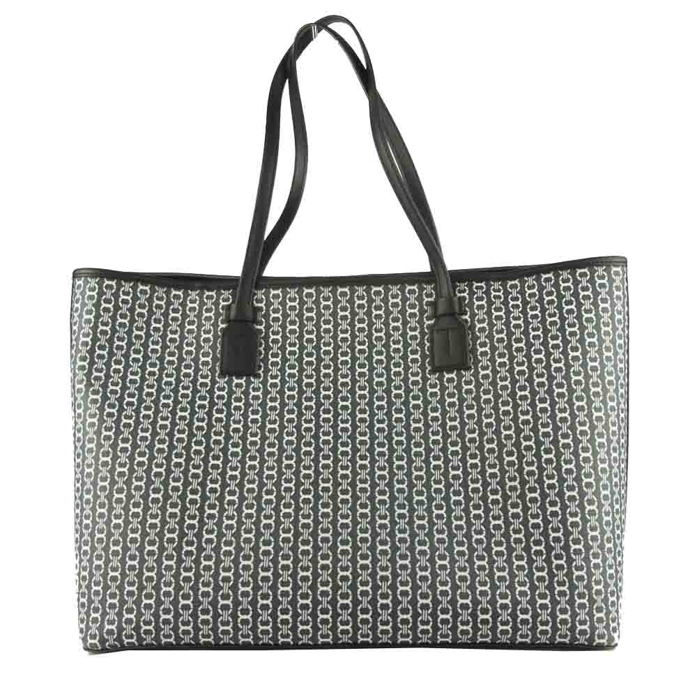 Tory Burch トリーバーチ 53303 GEMINI LINK CANVAS TOTE ジェミニ リンク キャンバス トートバッグ 892 ブラック ブラック系【美品】【中古】
