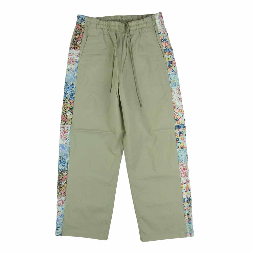 クオン 2101-PT0204 SALT SHRUNK NYLON TRACK PANTS BORO 襤褸 ボロ サイドライン 塩縮ナイロン トラック パンツ ベージュ系 S【新古品】【未使用】【中古】