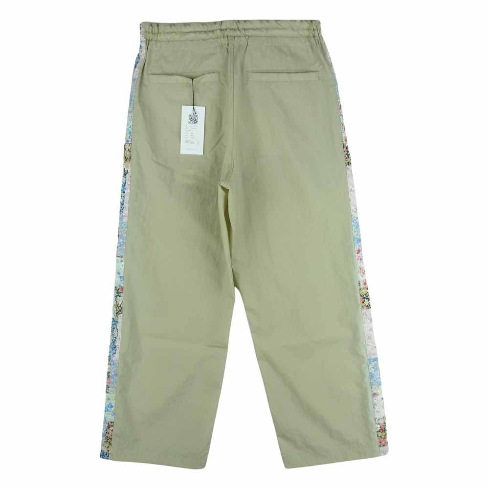 クオン 2101-PT0204 SALT SHRUNK NYLON TRACK PANTS BORO 襤褸 ボロ サイドライン 塩縮ナイロン トラック パンツ ベージュ系 M【新古品】【未使用】【中古】