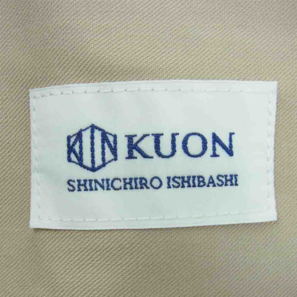 クオン 2101-PT0204 SALT SHRUNK NYLON TRACK PANTS BORO 襤褸 ボロ サイドライン 塩縮ナイロン トラック パンツ ベージュ系 M【新古品】【未使用】【中古】