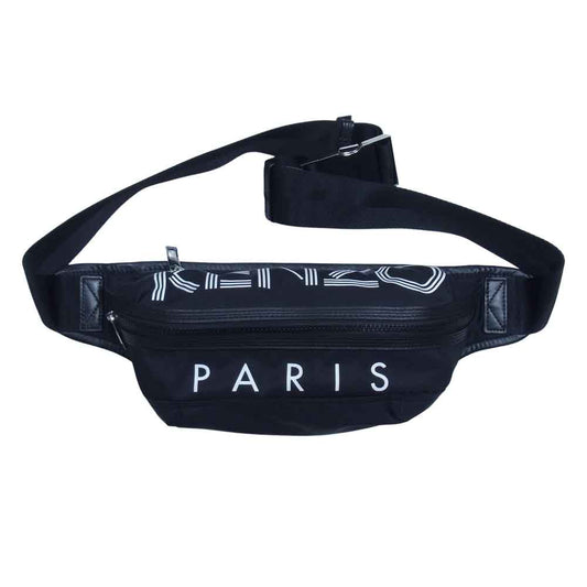 KENZO ケンゾー 国内正規品 ロゴ クロスボディバッグ ベルトバッグ ウエストバッグ メッセンジャーバッグ ブラック系【中古】