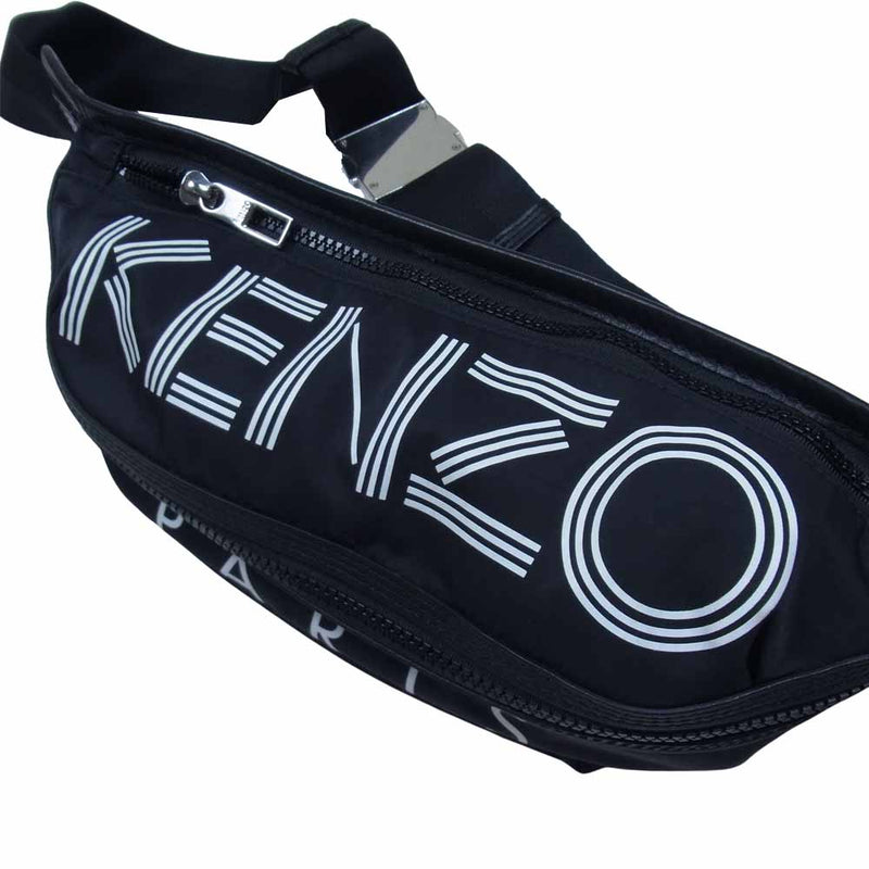 KENZO ケンゾー 国内正規品 ロゴ クロスボディバッグ ベルトバッグ ウエストバッグ メッセンジャーバッグ ブラック系【中古】