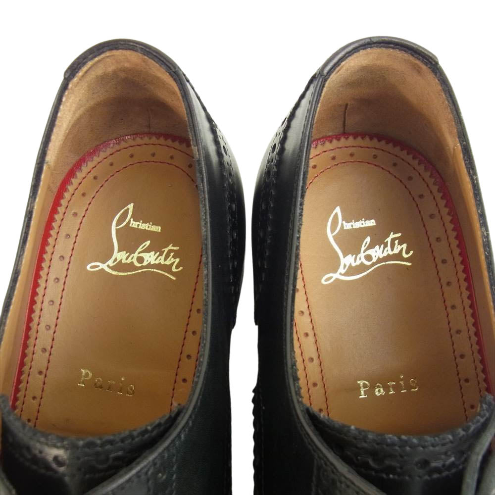 Christian Louboutin クリスチャンルブタン 1160722 COUSIN CHARLES FLAT CALF パンチドキャップトゥ レザー シューズ ブラック系 42【中古】