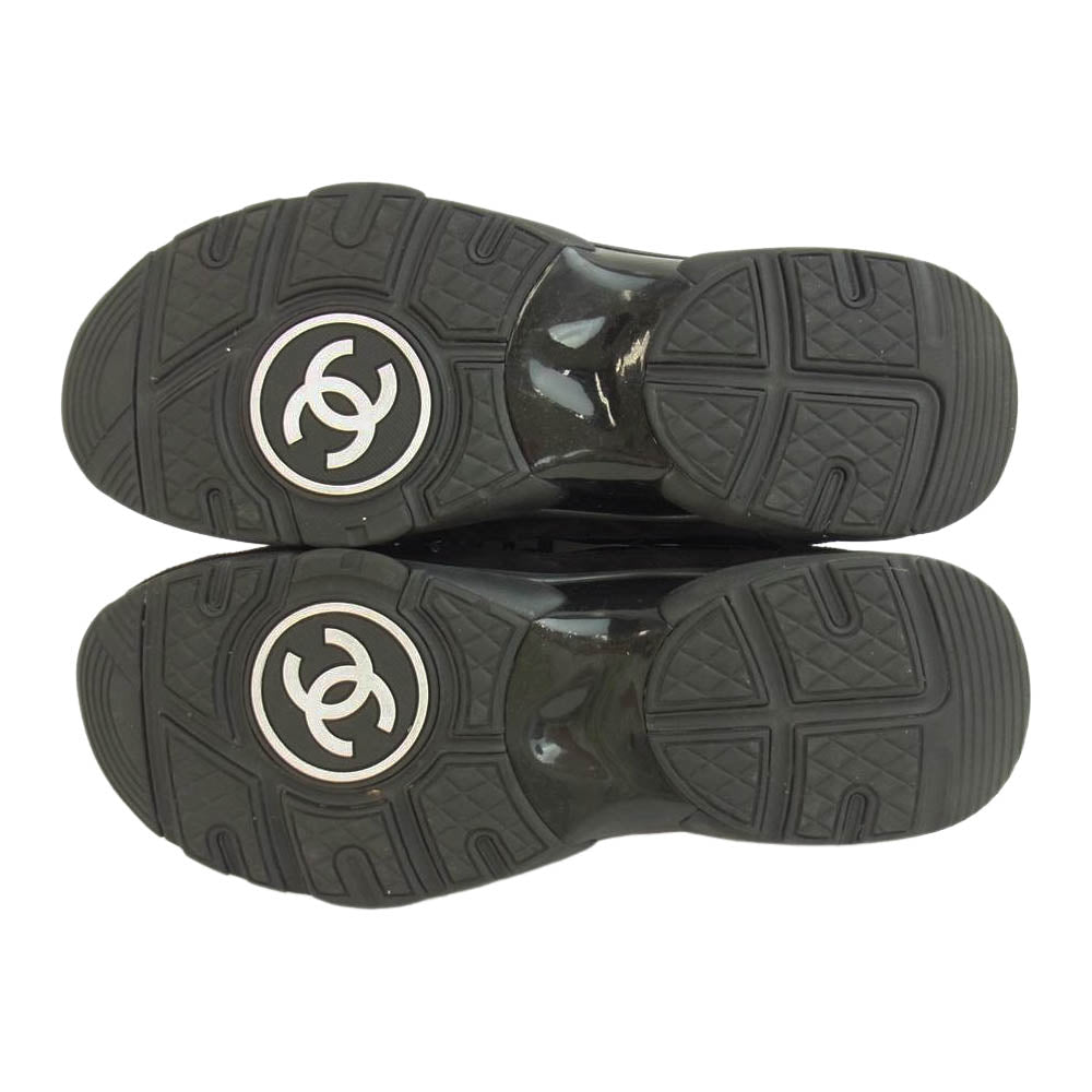 CHANEL シャネル G33746 ココマーク トレーナーズ レザー スエード スニーカー ブラック系 42【中古】