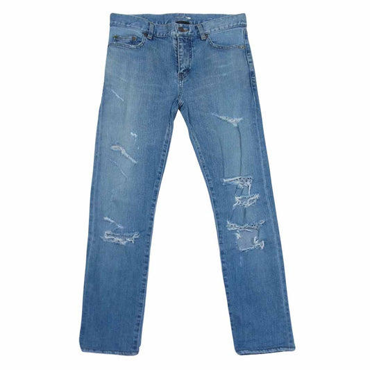 SAINT LAURENT サンローラン 391659 Y915I デストロイ クラッシュ スキニー デニム インディゴブルー系 30【中古】