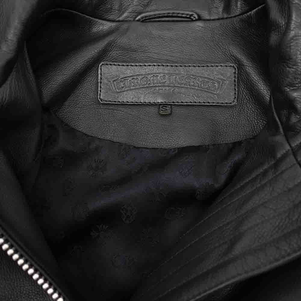 CHROME HEARTS クロムハーツ（原本無） PRFCT LTHR パーフェクトレザー ダガージップ シングル ライダース ブラック系 S【中古】
