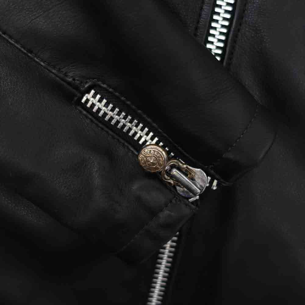 CHROME HEARTS クロムハーツ（原本無） PRFCT LTHR パーフェクトレザー ダガージップ シングル ライダース ブラック系 S【中古】