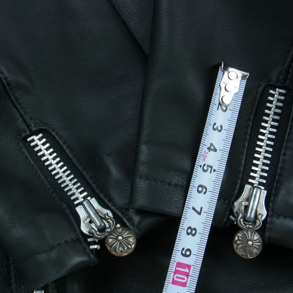 CHROME HEARTS クロムハーツ（原本無） PRFCT LTHR パーフェクトレザー ダガージップ シングル ライダース ブラック系 S【中古】