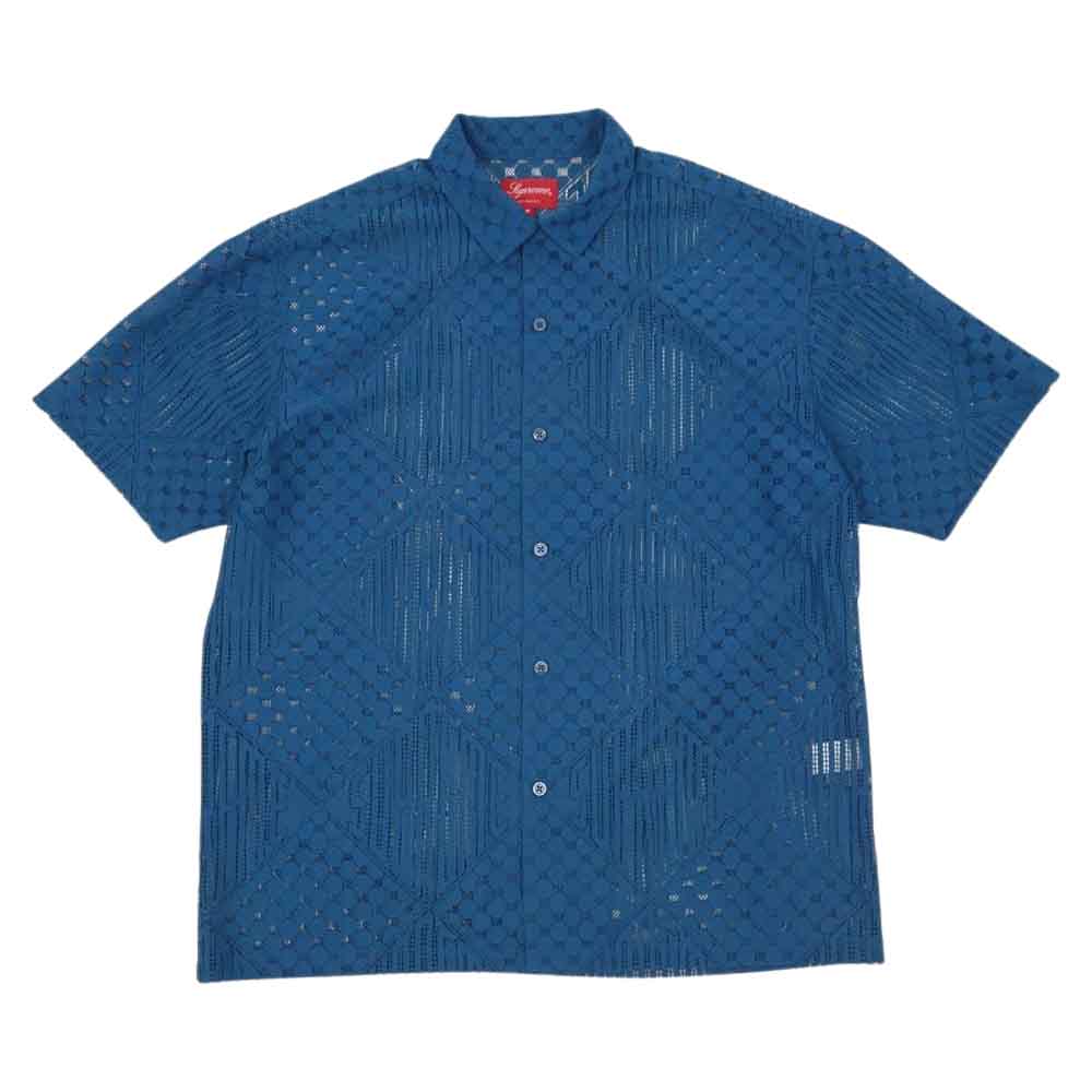 Supreme シュプリーム 20SS Lace S/S Shirt レース 半袖シャツ ブルー系 M【極上美品】【中古】