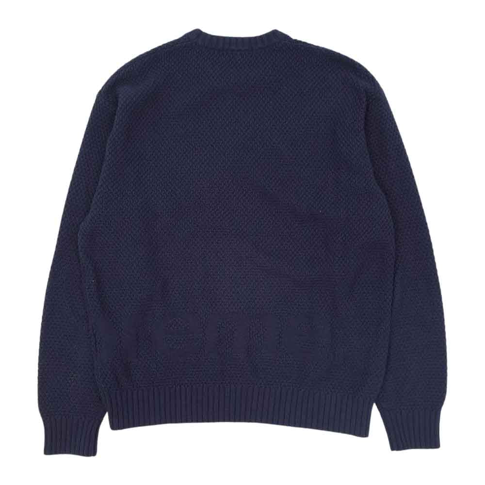 Supreme シュプリーム 20AW Textured Small Box Sweater テクスチュアード スモール ボックス ロゴ セーター ネイビー系 M【美品】【中古】
