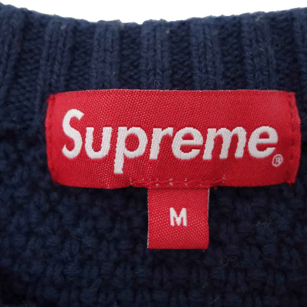 Supreme シュプリーム 20AW Textured Small Box Sweater テクスチュアード スモール ボックス ロゴ セーター ネイビー系 M【美品】【中古】