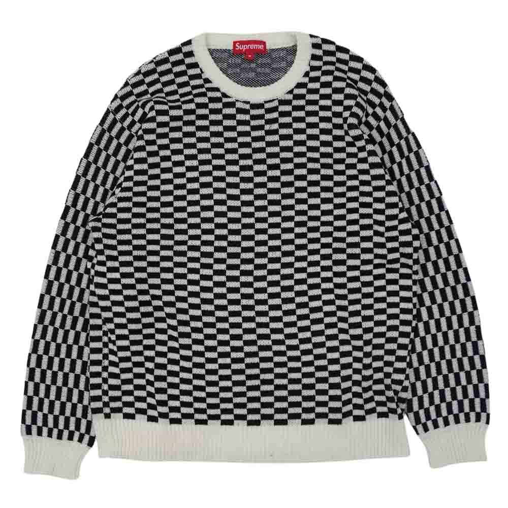 Supreme シュプリーム 20SS Back Logo Sweater バック ロゴ セーター 市松柄 M【美品】【中古】