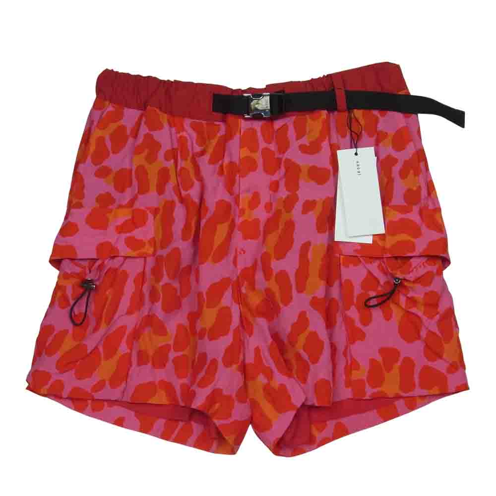 Sacai サカイ 22-02796M Leopard Print レオパード プリント ベルテッド カーゴ ハーフパンツ ショーツ ショートパンツ ピンク系 3【極上美品】【中古】