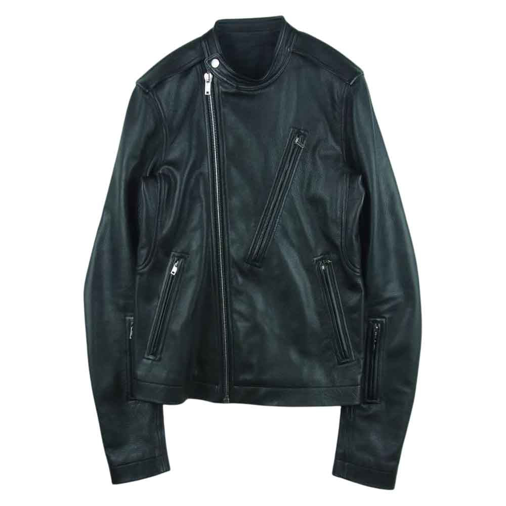 Rick Owens リックオウエンス 17SS RU17S9772-LC Cyclops Leather Jacket サイクロプス レザー セミダブル ライダース ジャケット ブラック系 38【美品】【中古】