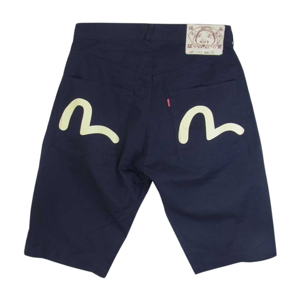 EVISU エヴィス 2001 カモメ プリント ハーフ パンツ ショーツ ネイビー系 30【中古】