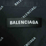 BALENCIAGA バレンシアガ 534333 TBL96 All over Logo Shirt オールオーバーロゴ 総柄 ボタンダウン 長袖 シャツ ブラック系 38【中古】