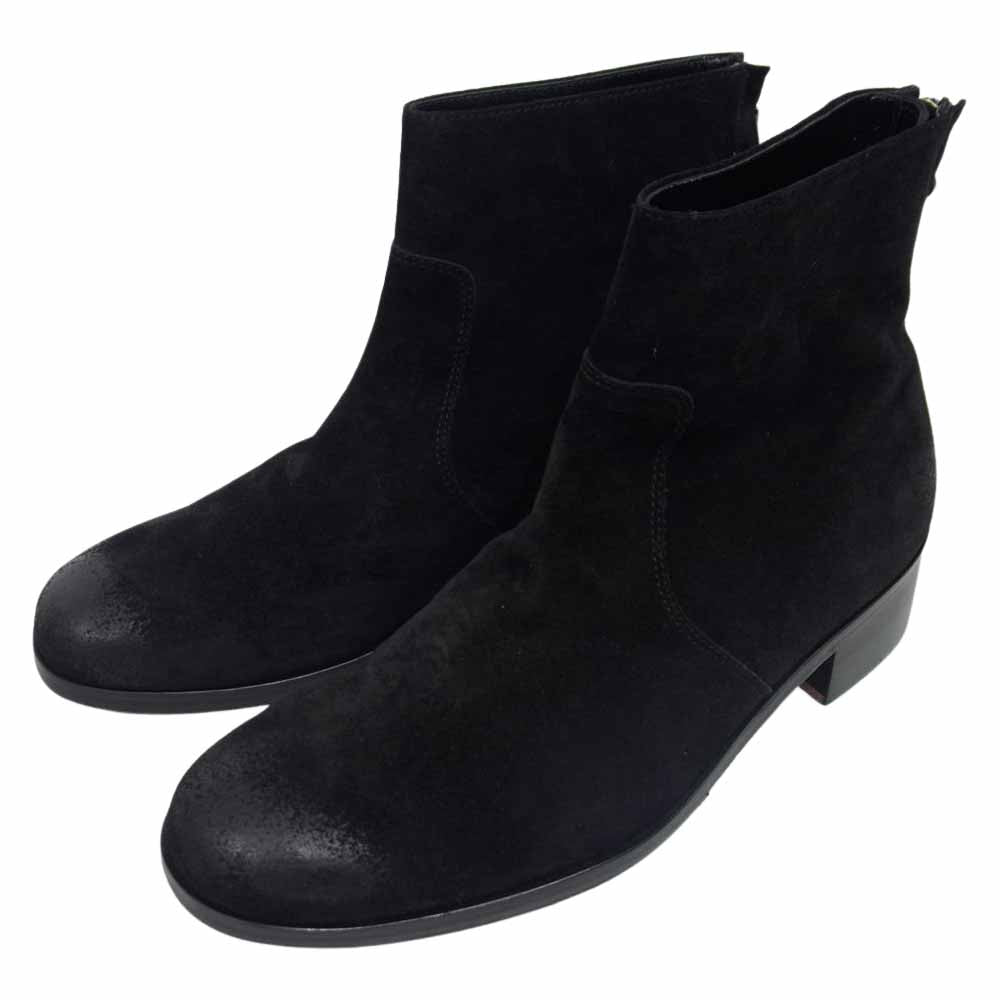 PADRONE パドローネ PU8395-1106 BACK ZIP BOOTS スエード バックジップ ヒール ブーツ ブラック系 41【美品】【中古】
