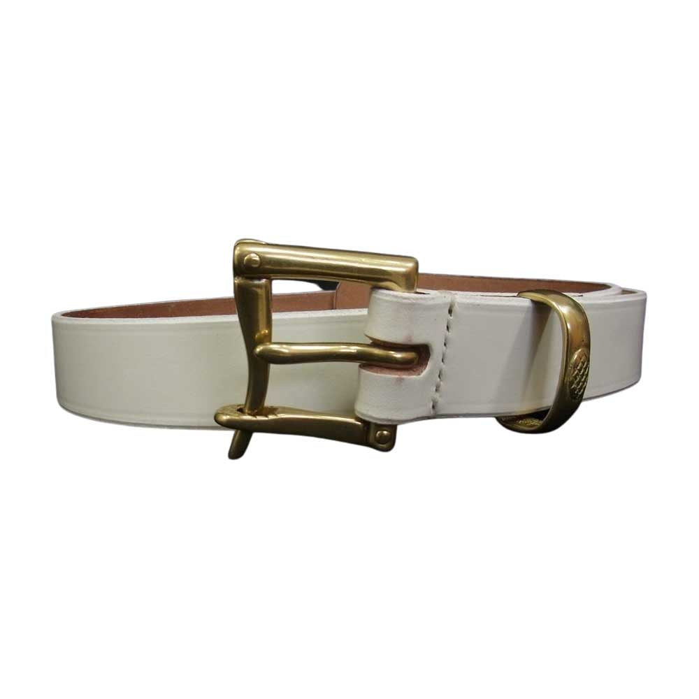 マーティンフェイジーレザー Martin F. for Needles 別注 Quick Release Belt クイック バックル レザー ベルト ホワイト系 30/75【美品】【中古】