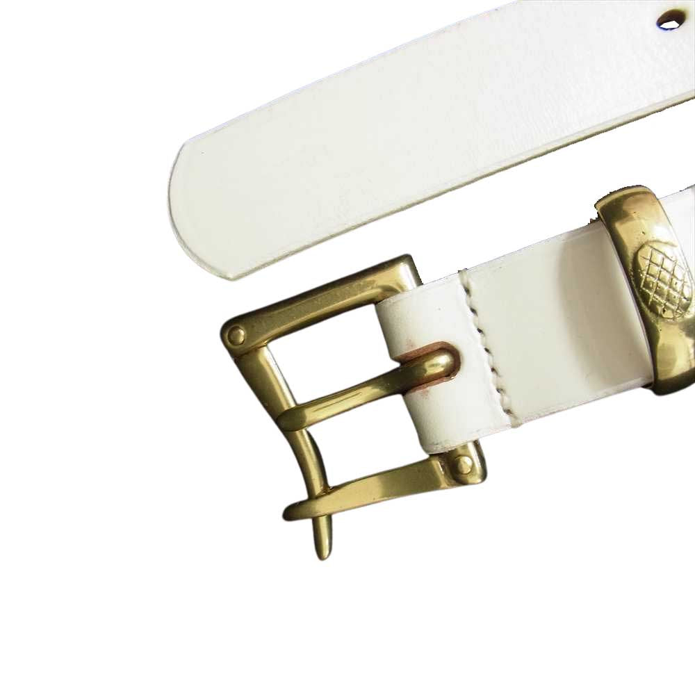 マーティンフェイジーレザー Martin F. for Needles 別注 Quick Release Belt クイック バックル レザー ベルト ホワイト系 30/75【美品】【中古】