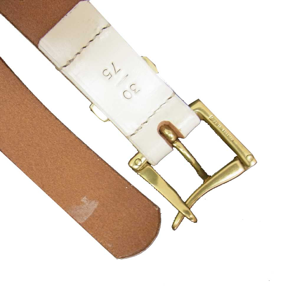 マーティンフェイジーレザー Martin F. for Needles 別注 Quick Release Belt クイック バックル レザー ベルト ホワイト系 30/75【美品】【中古】