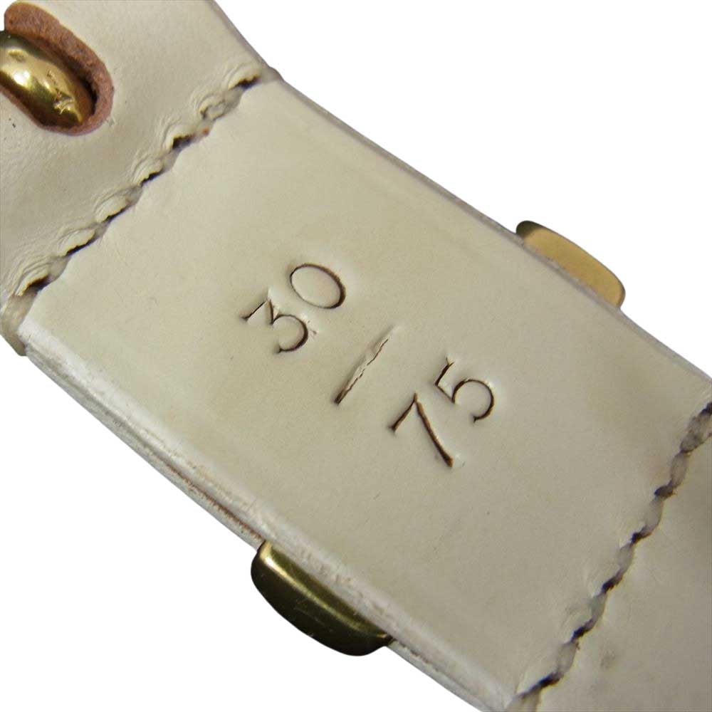 マーティンフェイジーレザー Martin F. for Needles 別注 Quick Release Belt クイック バックル レザー ベルト ホワイト系 30/75【美品】【中古】
