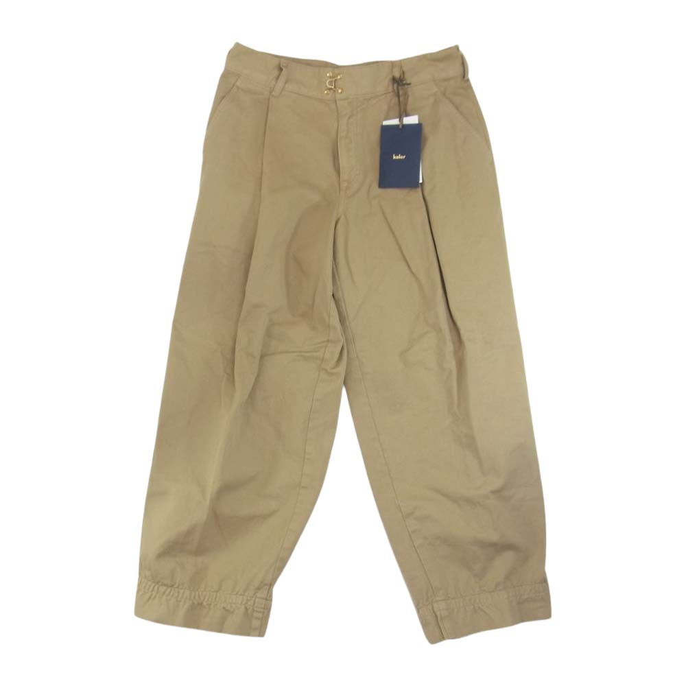 kolor カラー 22SS 2SCM-P12116 1 PLEATS CHINO WIDE PANT 製品染め チノクロス タック ワイド パンツ ベージュ系 1【美品】【中古】