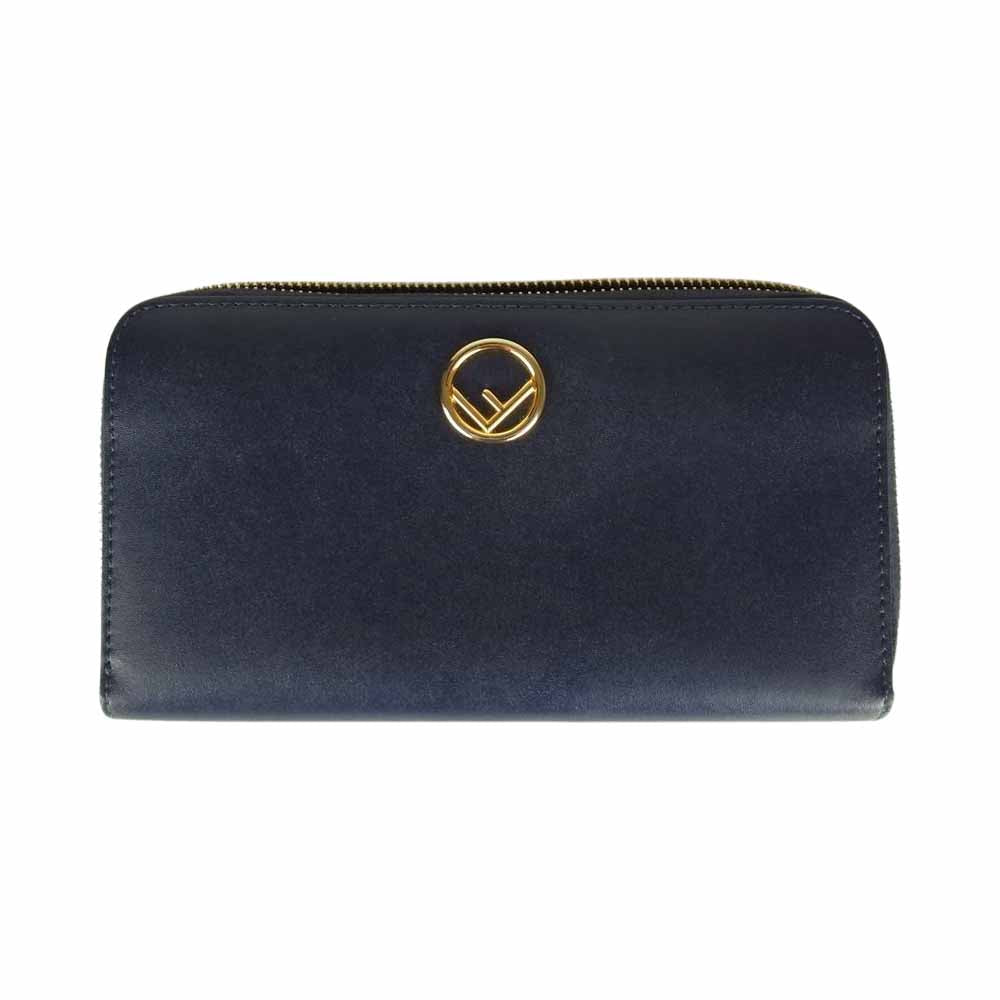 FENDI フェンディ 8M0299 A0K ZIP AROUND WALLET エフイズフェンディ ジップ アラウンド ウォレット ネイビー系【中古】