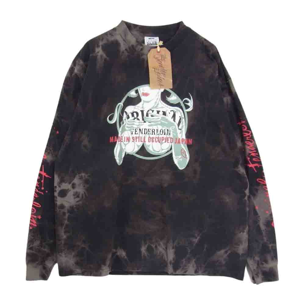 TENDERLOIN テンダーロイン TEE L/S ACID PC アシッド タイダイ 魑魅魍魎 プリント 長袖 Tシャツ ブラック系 XL【美品】【中古】