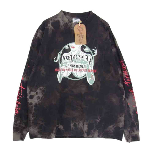 TENDERLOIN テンダーロイン TEE L/S ACID PC アシッド タイダイ 魑魅魍魎 プリント 長袖 Tシャツ ブラック系 XL【美品】【中古】
