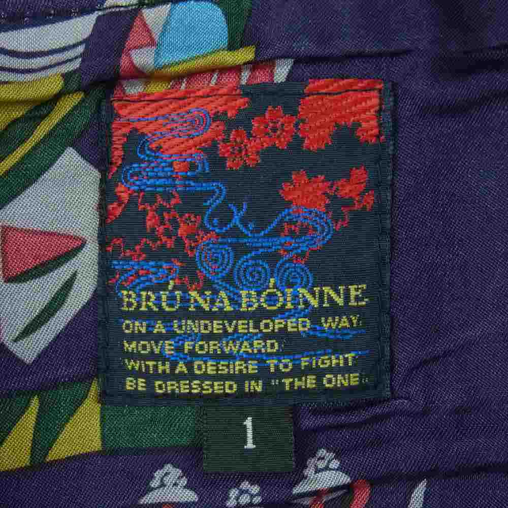 BRU NA BOINNE ブルーナボイン 5080 裏地総柄 ホースハイド アラン レザー ジャケット 日本製 ブラック系 1【中古】
