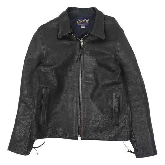 The REAL McCOY'S ザリアルマッコイズ BUCO ブコ ステアハイド 襟付き シングル ライダース ジャケット ブラック系 36【中古】