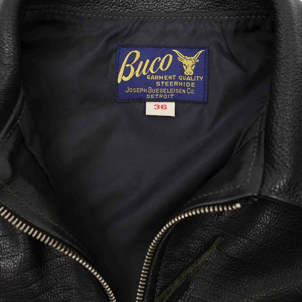The REAL McCOY'S ザリアルマッコイズ BUCO ブコ ステアハイド 襟付き シングル ライダース ジャケット ブラック系 36【中古】