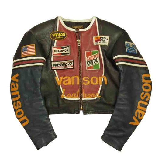 VANSON バンソン USA製 TALON ZIP STAR ワンスター レザー ライダース ジャケット ブラック系 46【中古】