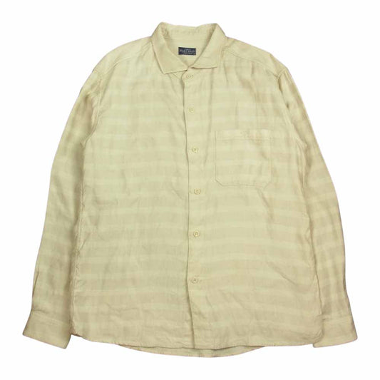 THE FLAT HEAD ザフラットヘッド リネン テンセル ワイドカラー シャツ ベージュ系 L【中古】