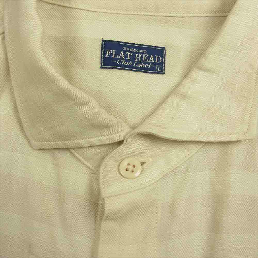 THE FLAT HEAD ザフラットヘッド リネン テンセル ワイドカラー シャツ ベージュ系 L【中古】