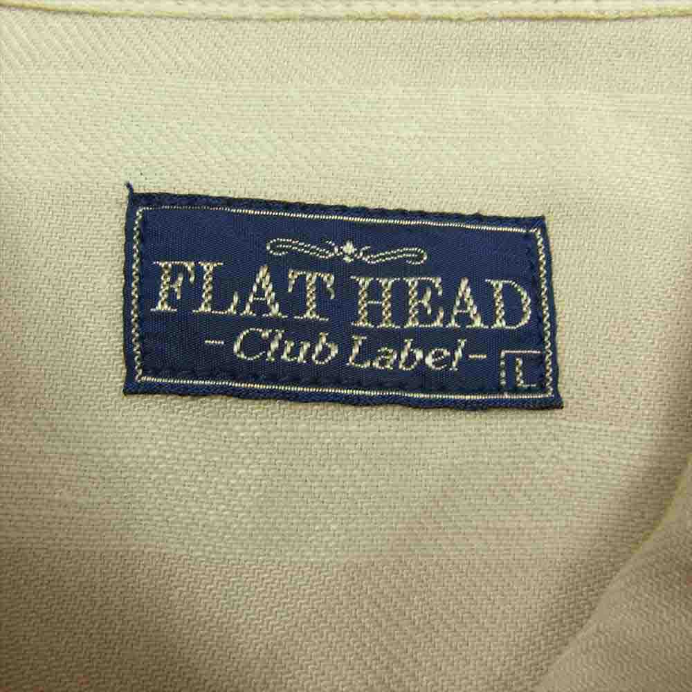 THE FLAT HEAD ザフラットヘッド リネン テンセル ワイドカラー シャツ ベージュ系 L【中古】