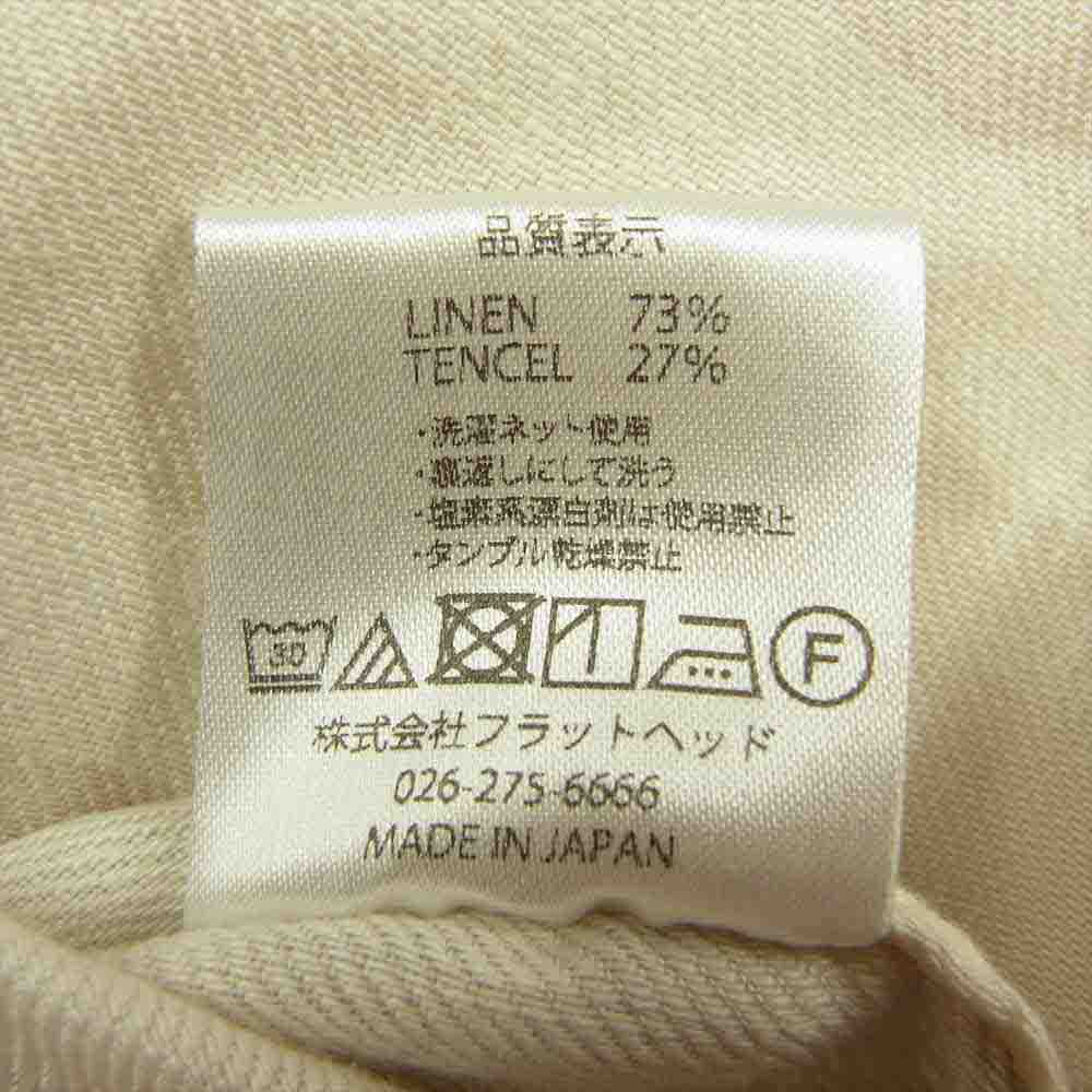 THE FLAT HEAD ザフラットヘッド リネン テンセル ワイドカラー シャツ ベージュ系 L【中古】