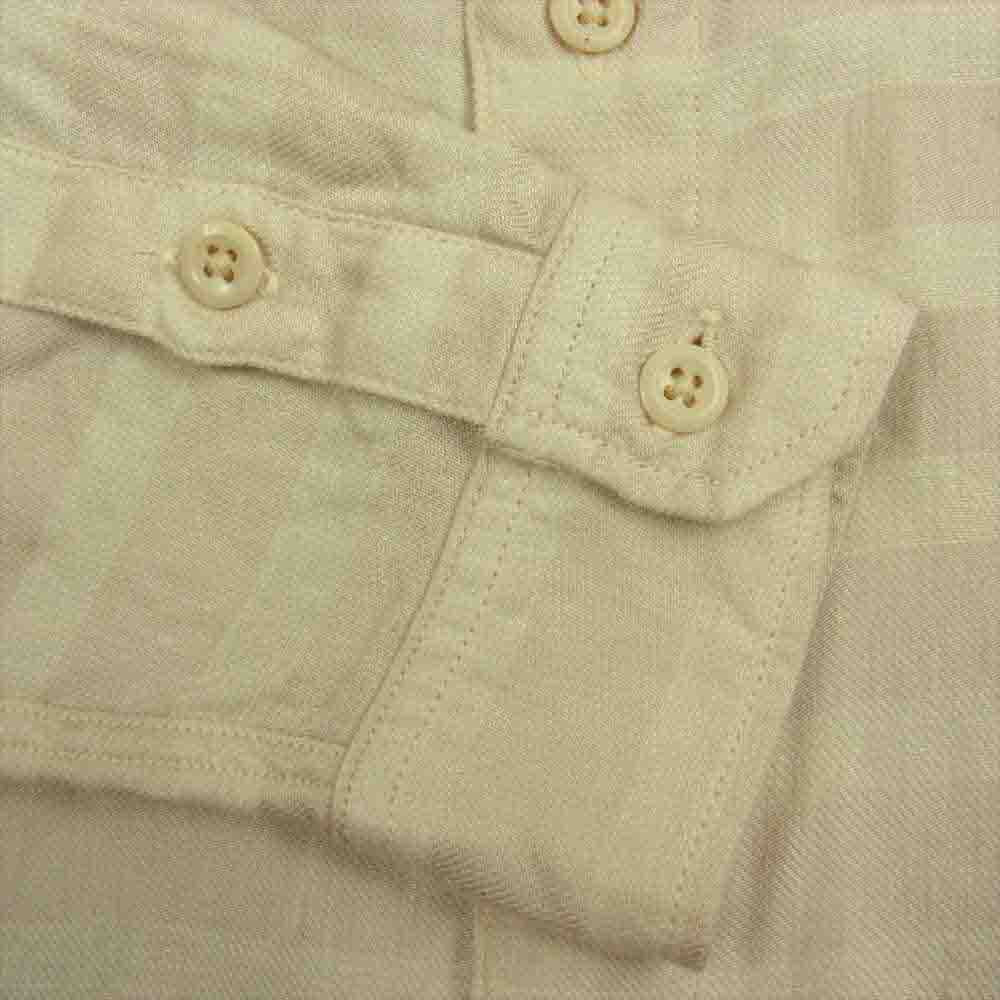 THE FLAT HEAD ザフラットヘッド リネン テンセル ワイドカラー シャツ ベージュ系 L【中古】