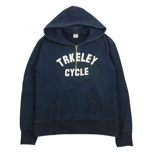 THE FLAT HEAD ザフラットヘッド ハーフジップ スウェット パーカー ネイビー系 M【中古】